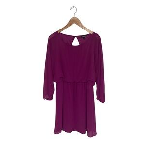 Express Dress Women’s Size Large Magenta Pink Purple Sheer Sleeves‎  Mini